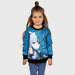 Свитшот детский Catgirl с синими ушками, цвет: 3D-черный — фото 2