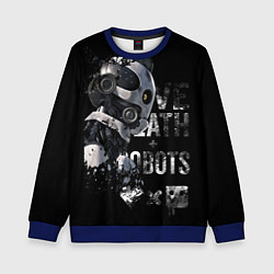 Свитшот детский Робот с белой надписью, цвет: 3D-синий