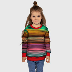 Свитшот детский Multicolored thin stripes Разноцветные полосы, цвет: 3D-красный — фото 2