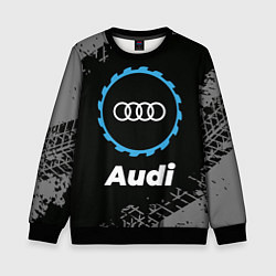 Свитшот детский Audi в стиле Top Gear со следами шин на фоне, цвет: 3D-черный