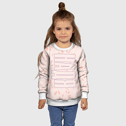 Свитшот детский Имя Надя по-вертикали с розовым фоном, цвет: 3D-белый — фото 2