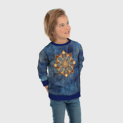 Свитшот детский Мандала-цветок, цвет: 3D-синий — фото 2