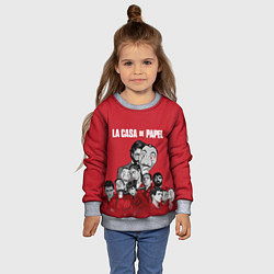 Свитшот детский Бумажный дом персонажи, цвет: 3D-меланж — фото 2