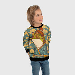 Свитшот детский Японская лягушка, цвет: 3D-черный — фото 2