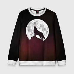 Свитшот детский Волк и луна Wolf and moon, цвет: 3D-белый