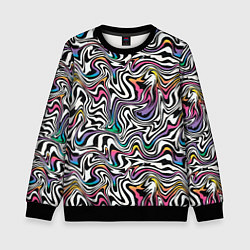 Свитшот детский Цветная оптическая иллюзия, цвет: 3D-черный