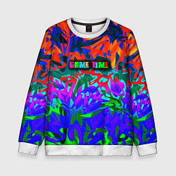 Свитшот детский Game time Абстрактный пятнистый узор, цвет: 3D-белый
