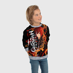 Свитшот детский Дилюк-полуночный герой, цвет: 3D-меланж — фото 2
