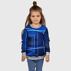 Свитшот детский Неоновый абстрактный коридор - Синий, цвет: 3D-меланж — фото 2