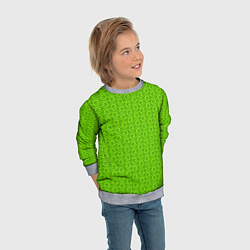 Свитшот детский Зеленые волнистые узоры, цвет: 3D-меланж — фото 2