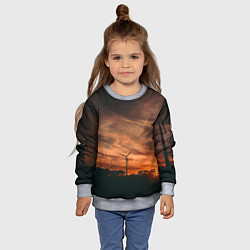 Свитшот детский Закатное небо и природа - Оранжевый, цвет: 3D-меланж — фото 2