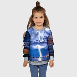 Свитшот детский Разряд молнии над океаном, цвет: 3D-меланж — фото 2