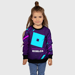 Свитшот детский Символ Roblox в неоновых цветах на темном фоне, цвет: 3D-черный — фото 2