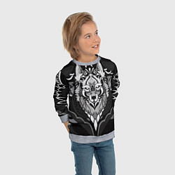 Свитшот детский Черно-белый волк, цвет: 3D-меланж — фото 2