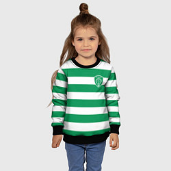 Свитшот детский ФК Ахмат на фоне бело зеленой формы, цвет: 3D-черный — фото 2