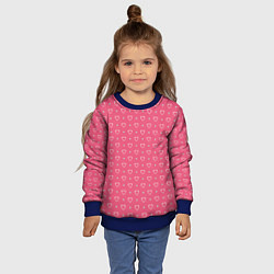 Свитшот детский Розовые сердечки паттерн, цвет: 3D-синий — фото 2