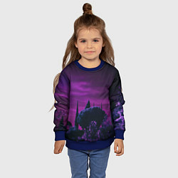 Свитшот детский Ночное сияние в тёмном лесу - Фиолетовый, цвет: 3D-синий — фото 2