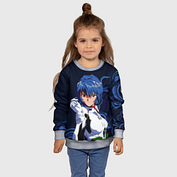 Свитшот детский Рей Аянами - холодная девочка, цвет: 3D-меланж — фото 2