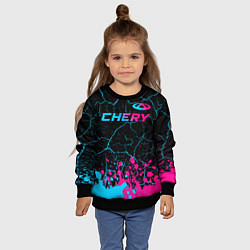 Свитшот детский Chery - neon gradient: символ сверху, цвет: 3D-черный — фото 2