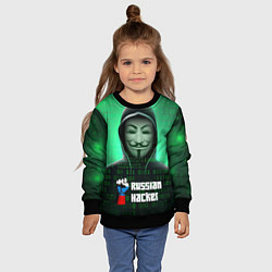 Свитшот детский Russian hacker green, цвет: 3D-черный — фото 2