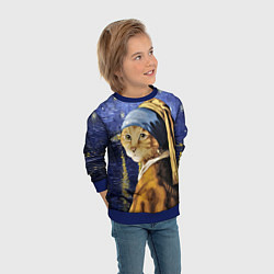 Свитшот детский Прикол с котом: пародия картина, цвет: 3D-синий — фото 2