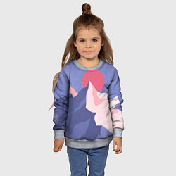 Свитшот детский Пейзаж гор и леса в стиле ретро, цвет: 3D-меланж — фото 2