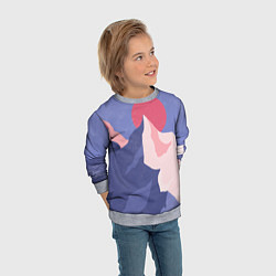 Свитшот детский Пейзаж гор и леса в стиле ретро, цвет: 3D-меланж — фото 2