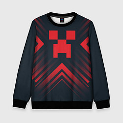 Свитшот детский Красный символ Minecraft на темном фоне со стрелка, цвет: 3D-черный