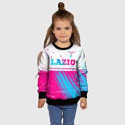 Свитшот детский Lazio neon gradient style: символ сверху, цвет: 3D-черный — фото 2