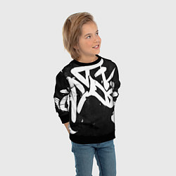 Свитшот детский Иероглифы в стиле граффити, цвет: 3D-черный — фото 2