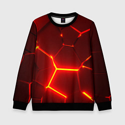 Свитшот детский Красные неоновые геометрические плиты, цвет: 3D-черный