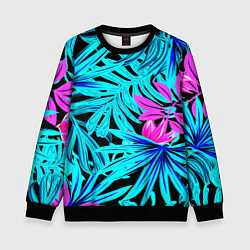 Свитшот детский Palm branches, цвет: 3D-черный