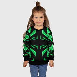 Свитшот детский Фигуры зеленого цвета на черном фоне geometry, цвет: 3D-черный — фото 2