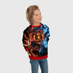 Свитшот детский Огонь и вода - лев, цвет: 3D-красный — фото 2