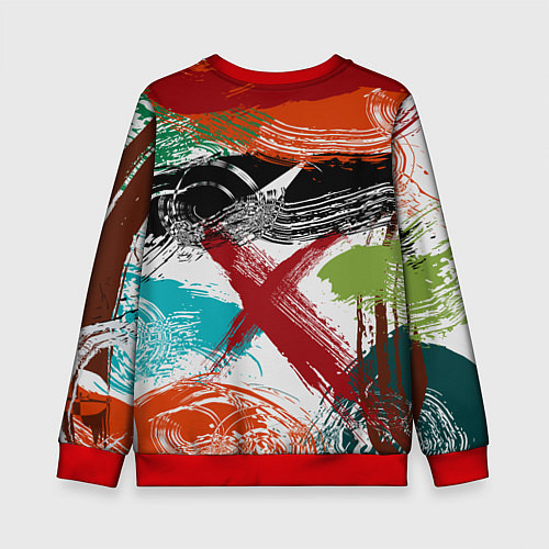 Детский свитшот Мазки кистью по холсту цветной краской abstraction / 3D-Красный – фото 2