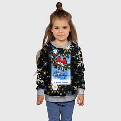 Свитшот детский Новый Год Два Снегиря Сидят На Ветке, цвет: 3D-меланж — фото 2