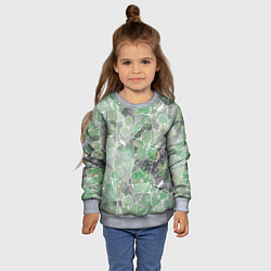 Свитшот детский Зеленые цветы на сером мраморном фоне, цвет: 3D-меланж — фото 2