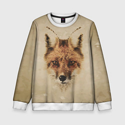 Свитшот детский Полигональная голова лисы, цвет: 3D-белый