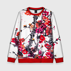Свитшот детский Живописная ветка сакуры, цвет: 3D-красный