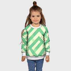 Свитшот детский Зеленые геометрические узоры, цвет: 3D-белый — фото 2