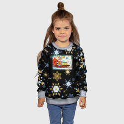 Свитшот детский Новый Год Дед Мороз На Снегоходе, цвет: 3D-меланж — фото 2