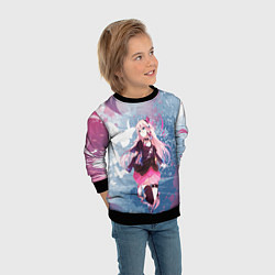 Свитшот детский Девушка аниме с бабочками, цвет: 3D-черный — фото 2