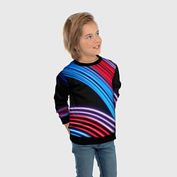 Свитшот детский Красные и голубые абстрактные линии, цвет: 3D-черный — фото 2