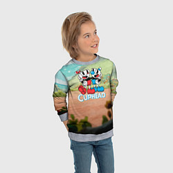 Свитшот детский Cuphead природа, цвет: 3D-меланж — фото 2