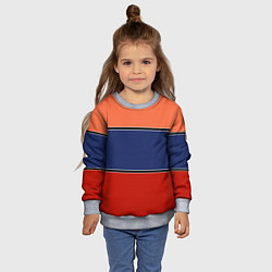 Свитшот детский Combined pattern striped orange red blue, цвет: 3D-меланж — фото 2