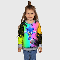 Свитшот детский Sonic neon, цвет: 3D-меланж — фото 2
