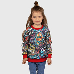 Свитшот детский Татуировки, цвет: 3D-красный — фото 2
