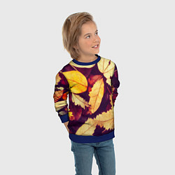 Свитшот детский Осенняя листва узор, цвет: 3D-синий — фото 2