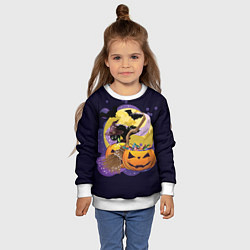 Свитшот детский Чёрный котёнок и тыквы, цвет: 3D-белый — фото 2
