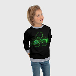 Свитшот детский Радиация - зелёный знак, цвет: 3D-меланж — фото 2